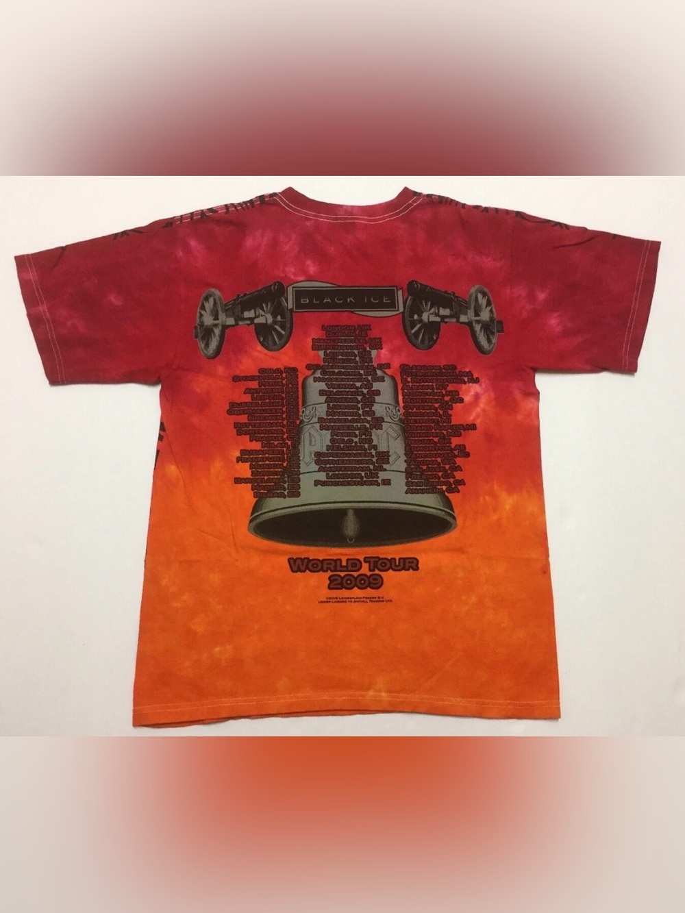 ACDC Black Ice T-Shirt World Tour 2009 Tie-Dye Size Medium AOP Rock Tee - Picture 6 of 12